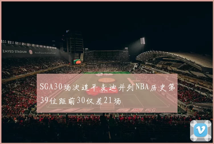 SGA30场次追平麦迪并列NBA历史第39位距前30仅差21场